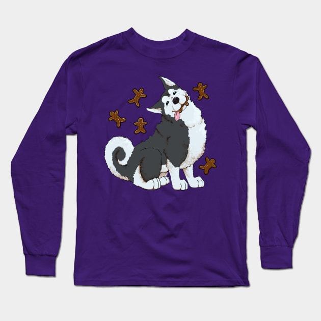 Husky Gingerbread Long Sleeve T-Shirt by mcbenik